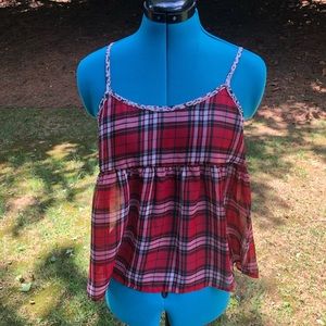 Eyeshadow plaid sheer tank